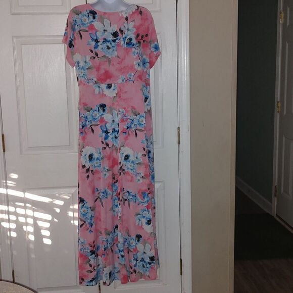 Pink floral high low short sleeve tropical faux wrap dress Sz 1XL NWOT - Picture 5 of 6